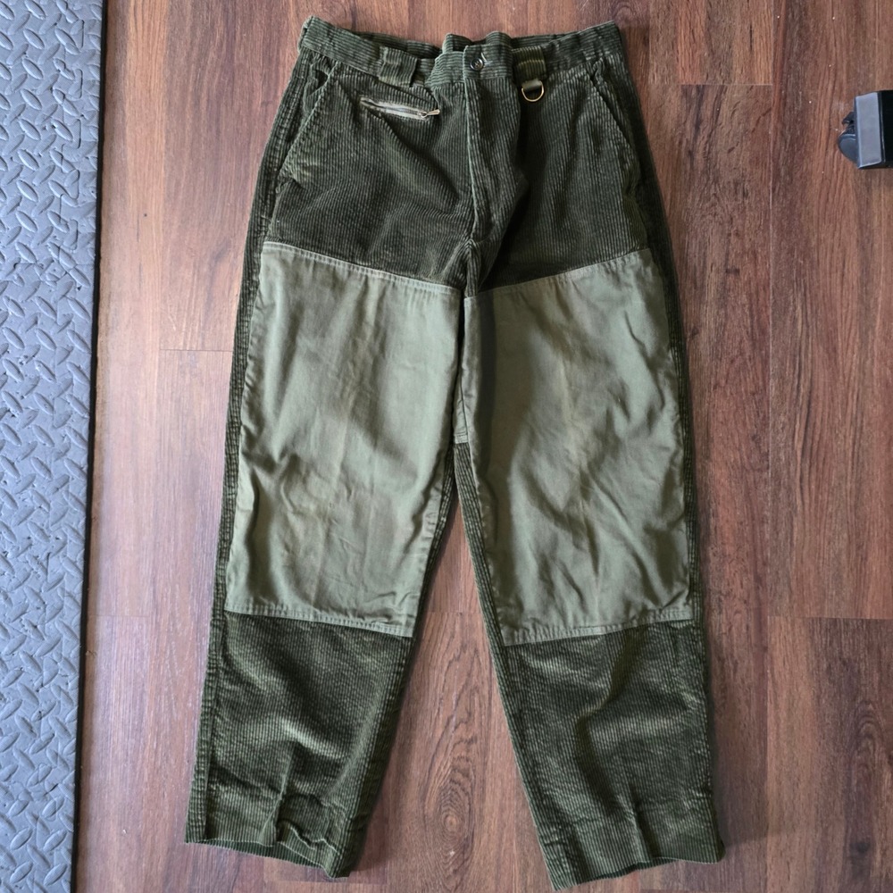 Vintage Brooksfield Green Corduroy Patchwork Hunting Utility Pants Italian Made